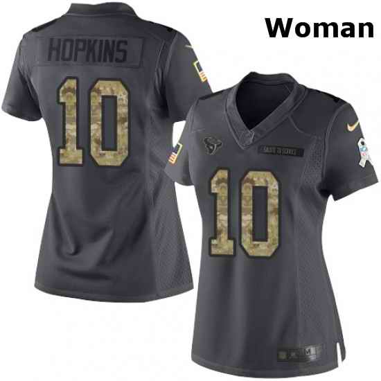 Womens Nike Houston Texans 10 DeAndre Hopkins Limited Black 2016 Salute to Service NFL Jersey